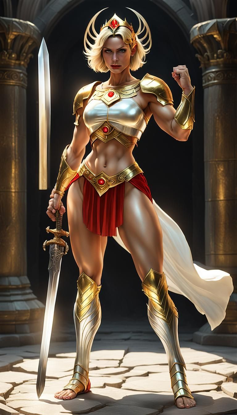 Warrior Princess with Skull Sword: Dark Fantasy Art