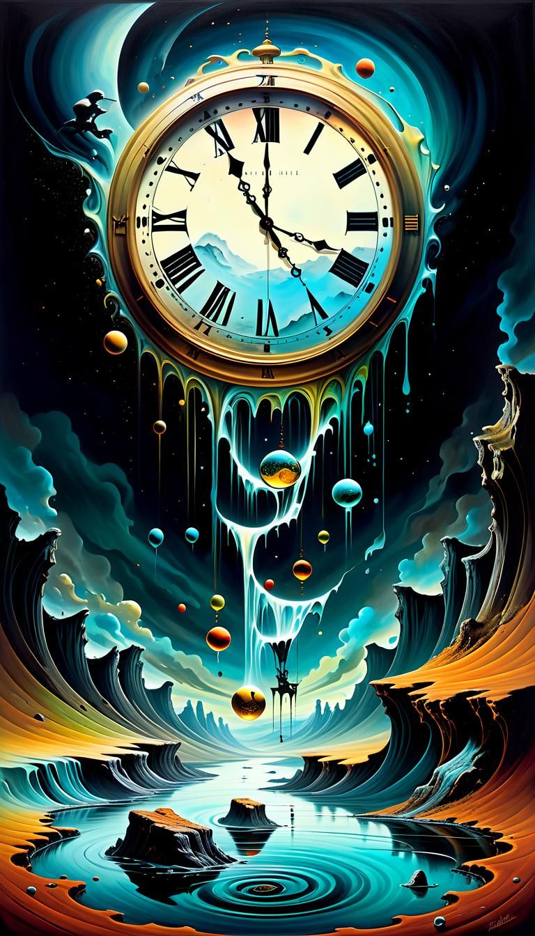 Fluid Time: A Surreal Macabre Artwork