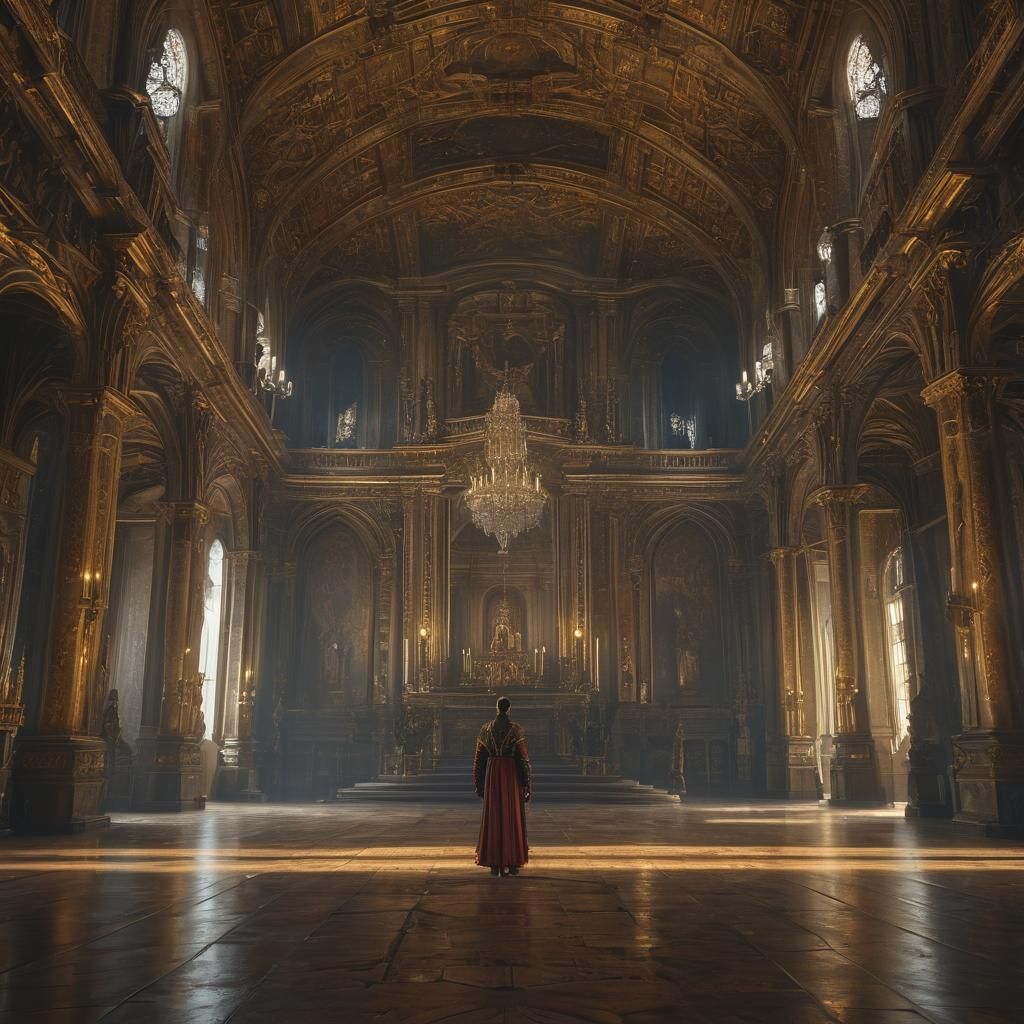 Proud Castle Lord in Gothic Grand Hall