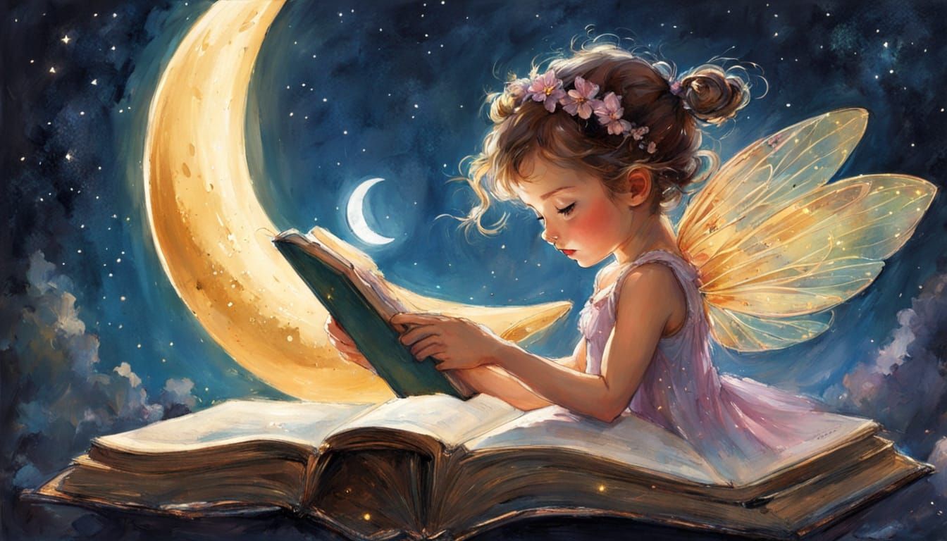 Chibi Fairy with gossamer wings - watercolour