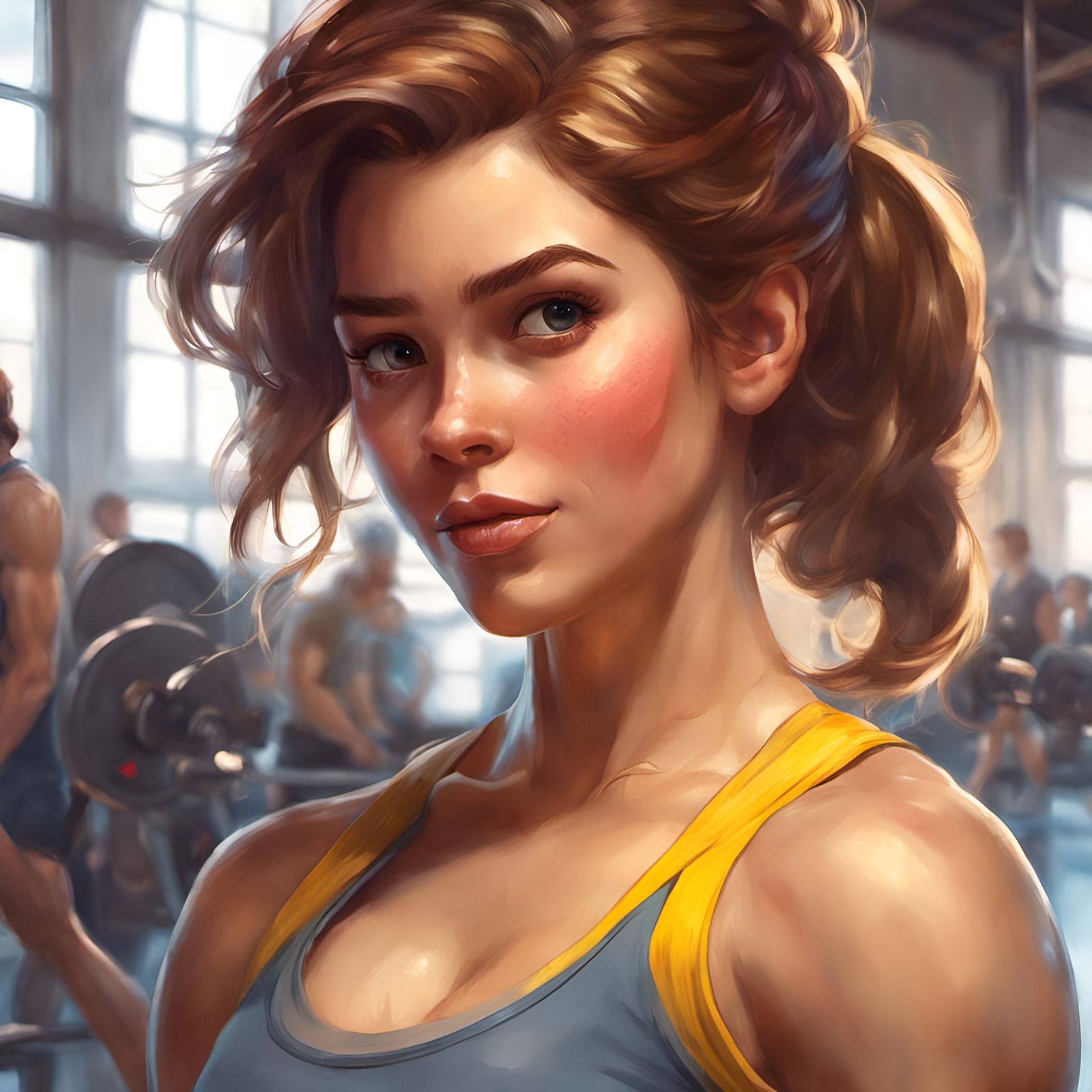Princess Belle in Gym Clothes, Digital Art
