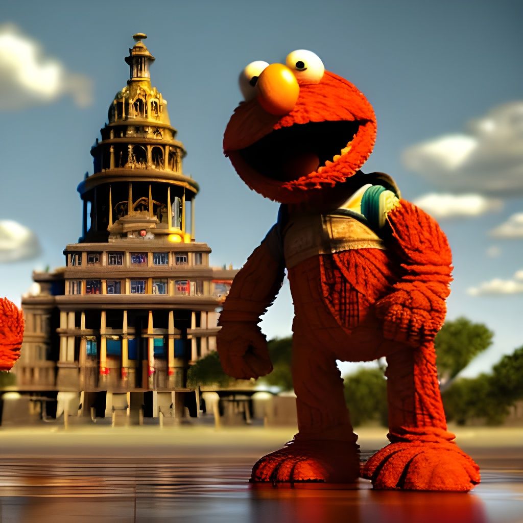 Texas state capital building with elmo