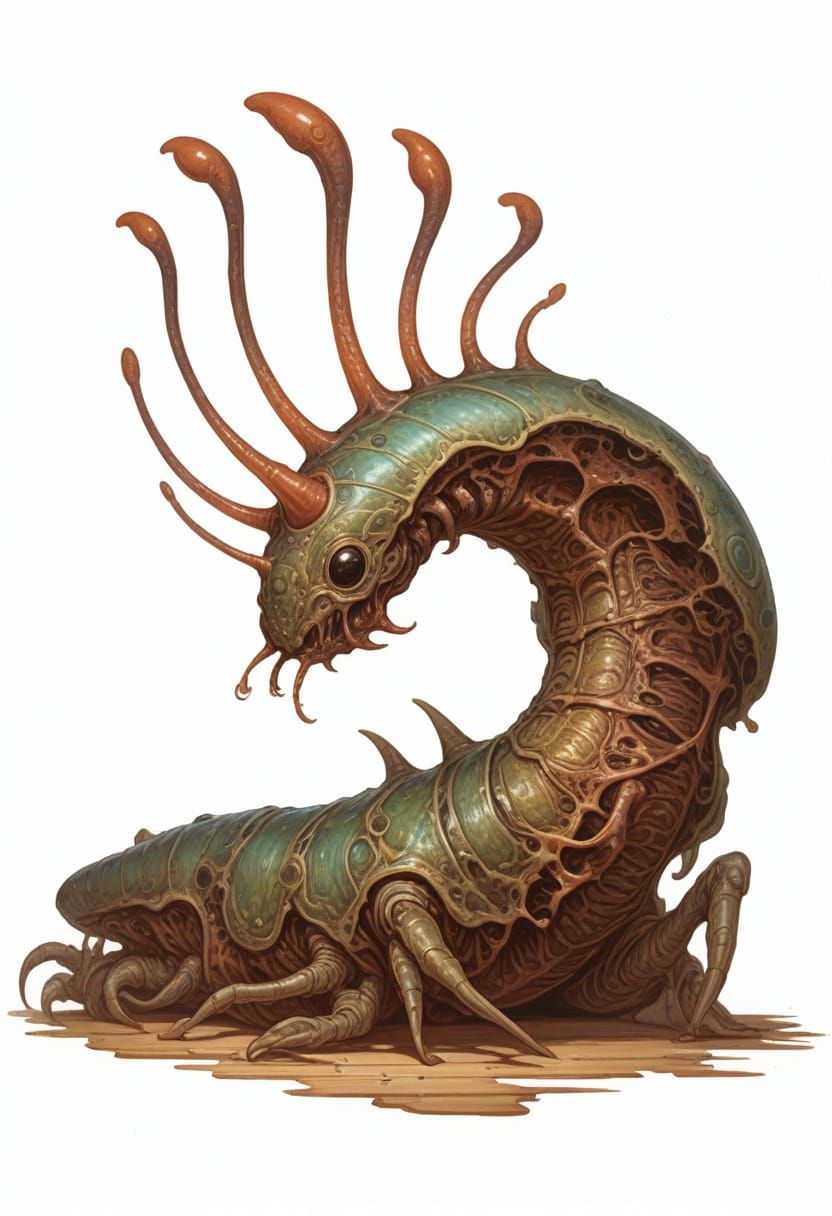 Alien Slug Illustration in Fantasy Art Style