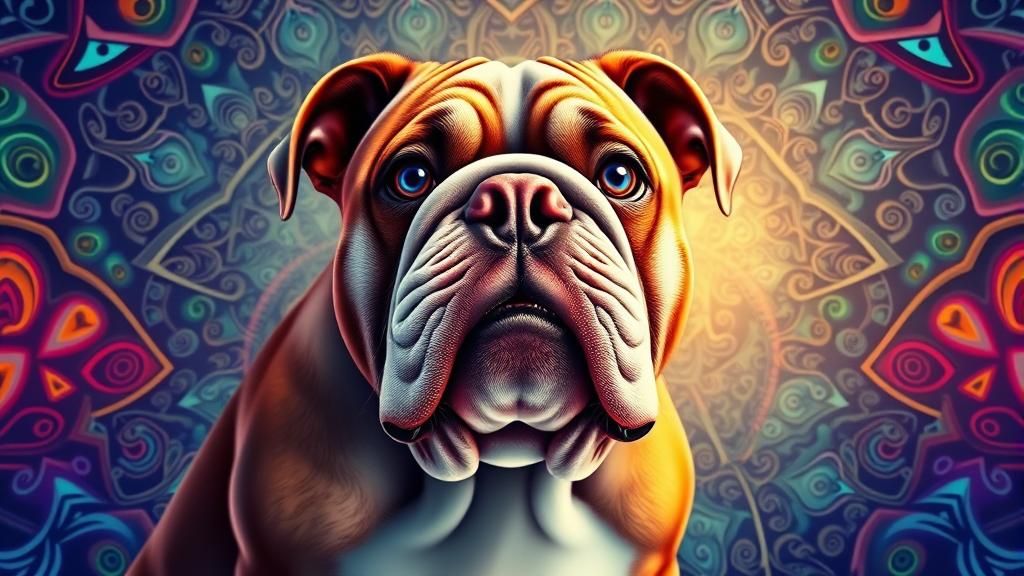 Surreal Bulldog Portrait in Fantasy MC Escher Style