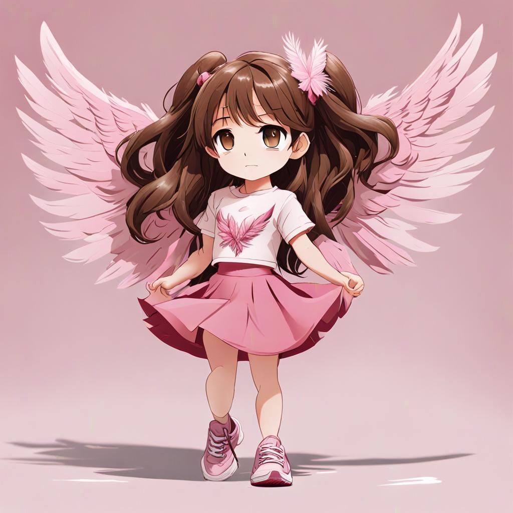 Cute Pink Anime Angel Girl