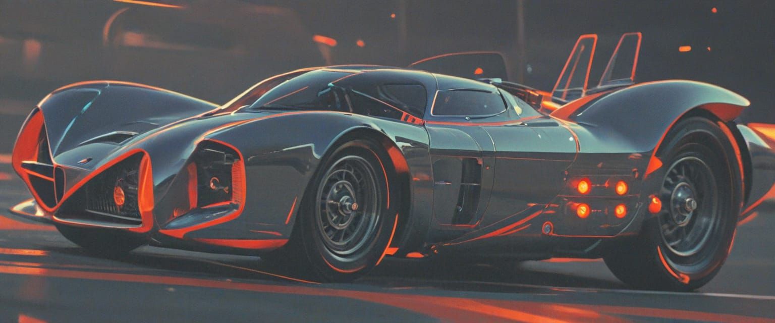 Vibrant Art Deco Maserati Speeds Down Retro Track