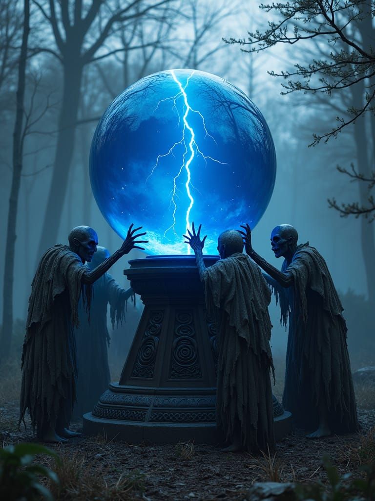 A Lightning-Struck Glass Ball Amidst a Forest of Macabre