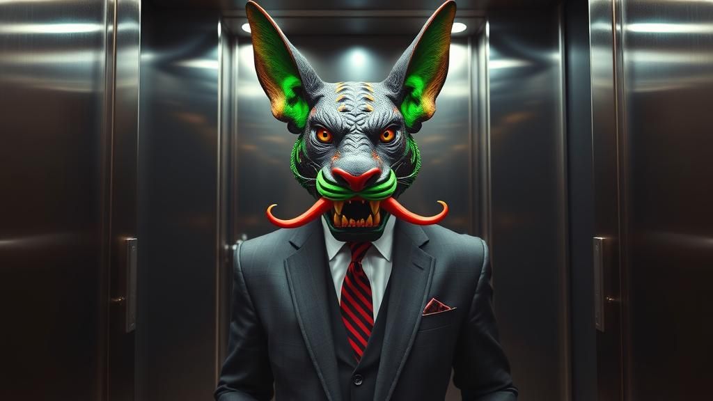 Stockbroker in Bat Mask: Surreal Afrofuturist Elevator Encou...
