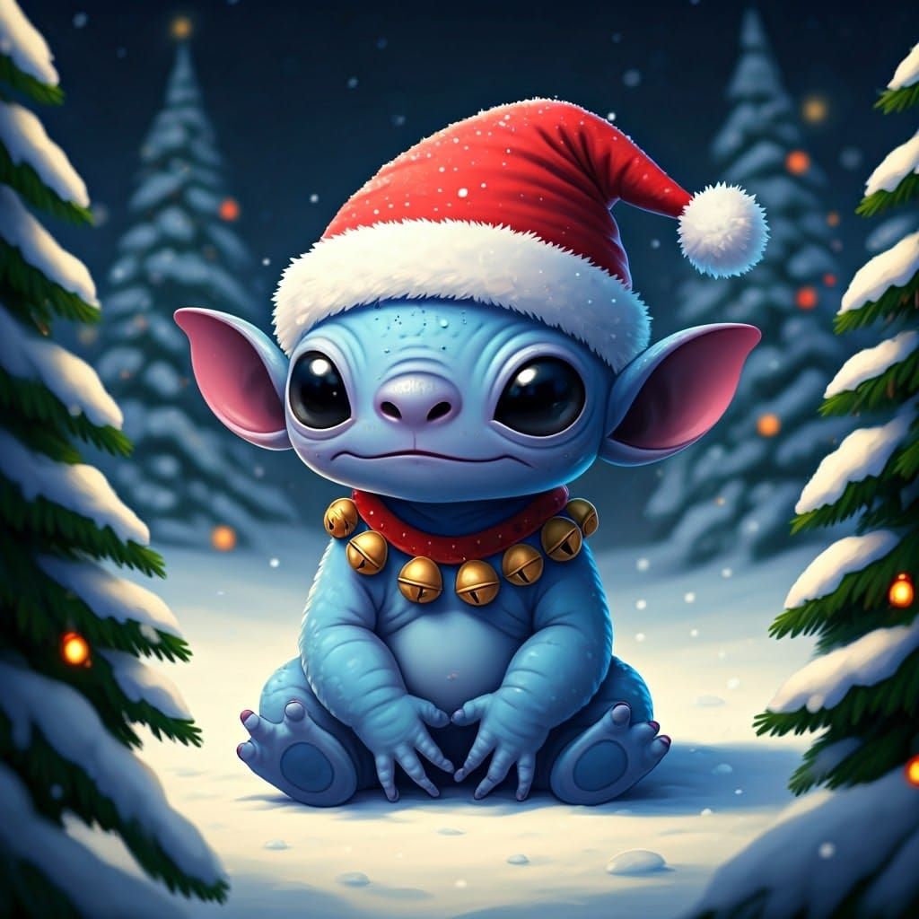 Whimsical Winter Wonderland with Baby Alien in Holiday Style
