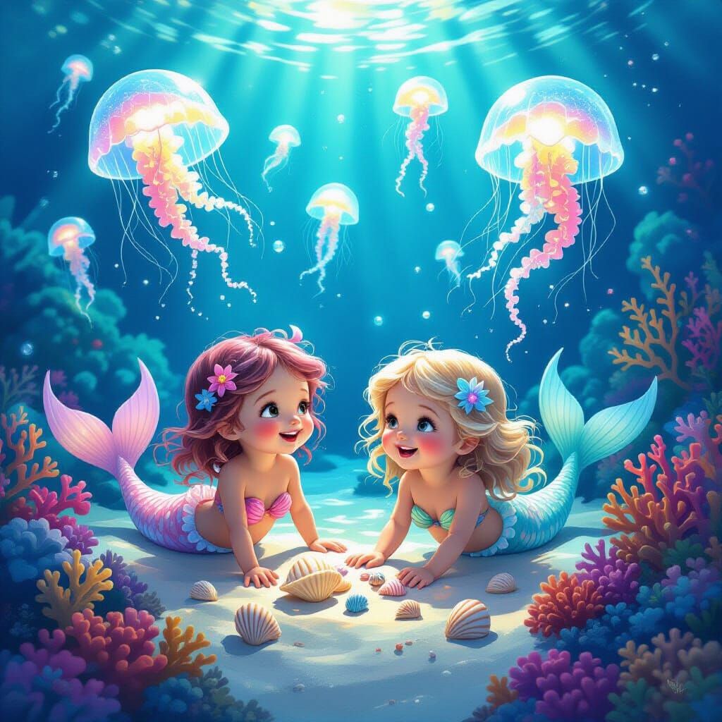 Whimsical Mermaid Nursery with Bioluminescent Jellyfish