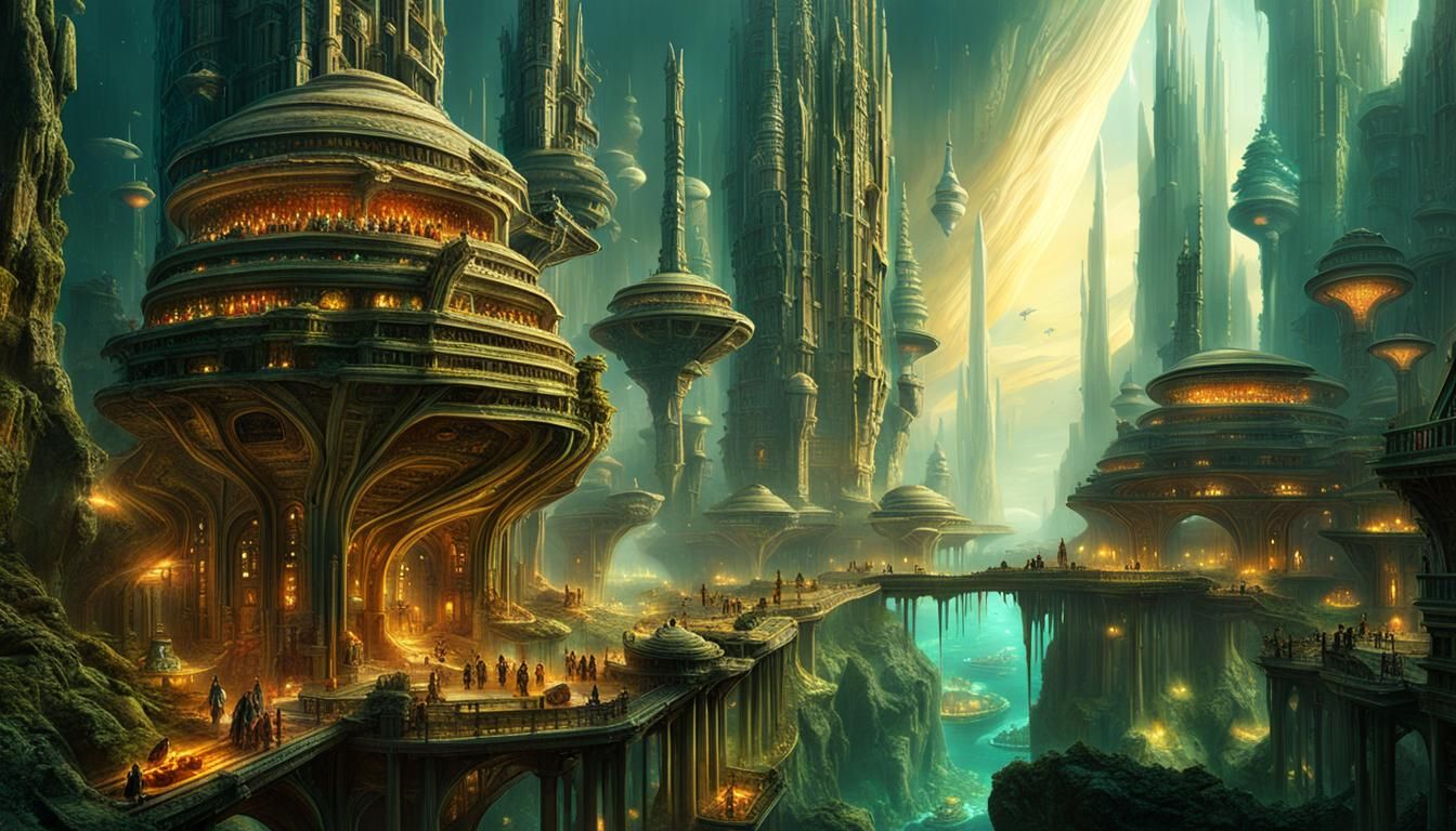 Utopian Underwater City with Sci-Fi Technology