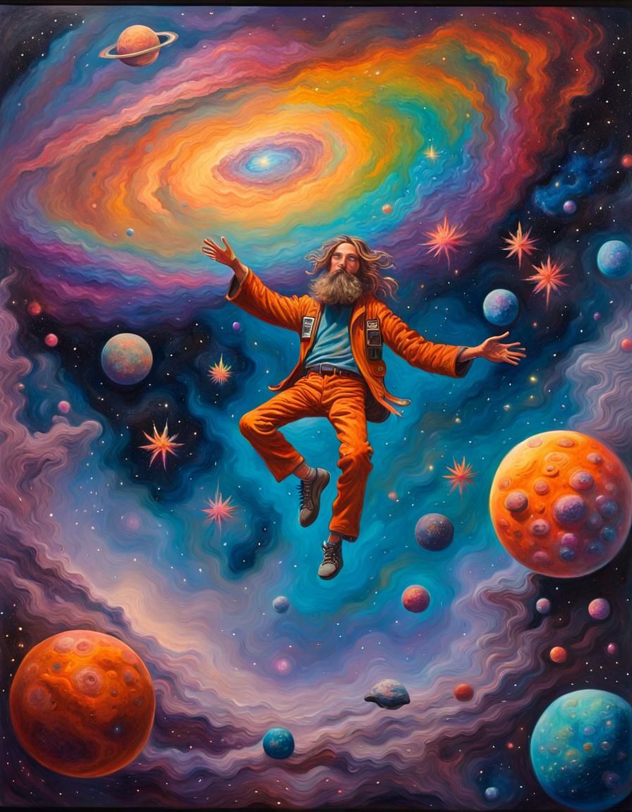 Space Hippy Floats Through Psychedelic Nebulas
