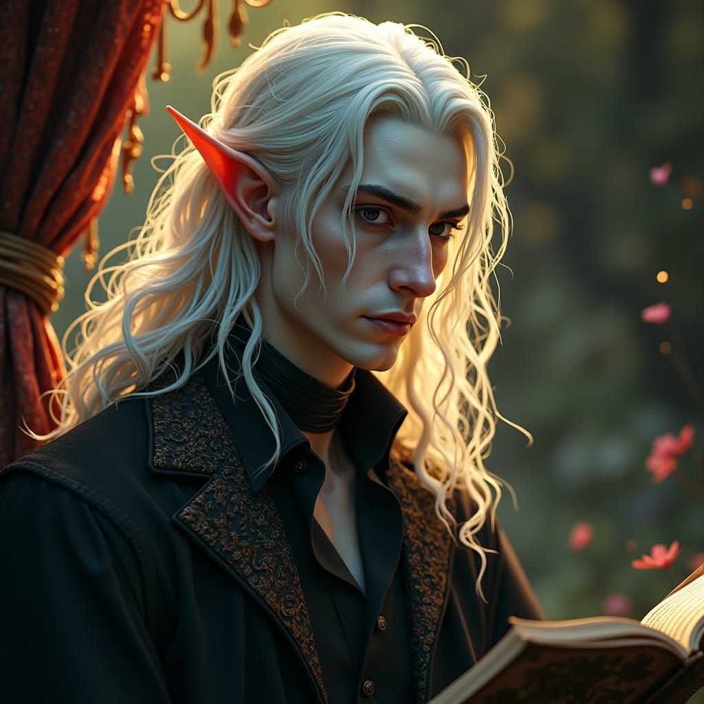 Elegant Vampire Elf in Mystical Realm, as Fantasy Art