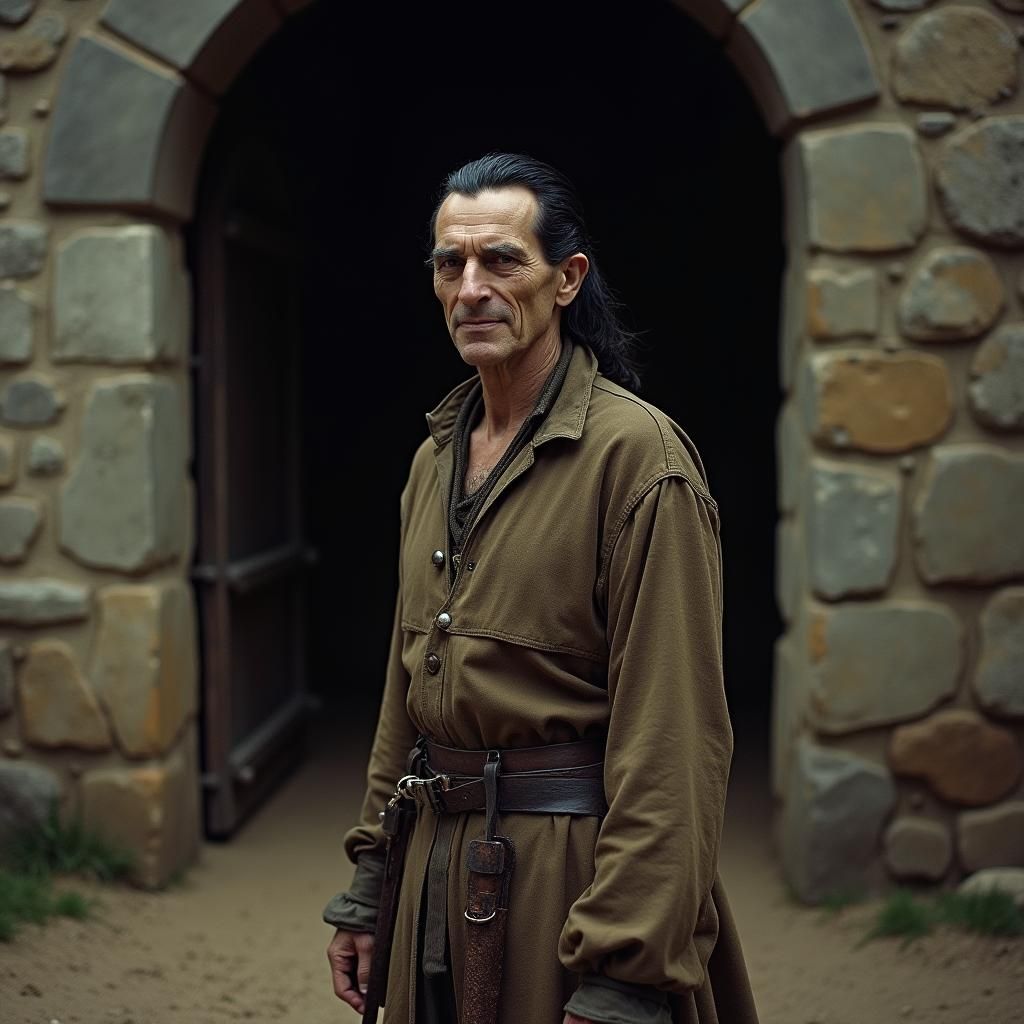 Medieval Man in Earth Tones, Cinematic Style