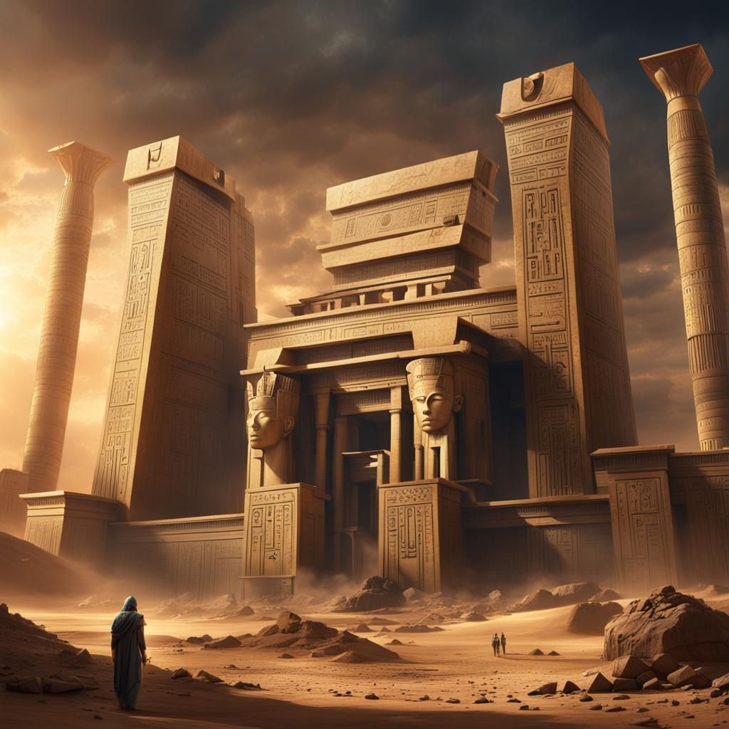Egyptian-Inspired Structures: Epic Digital Matte Painting