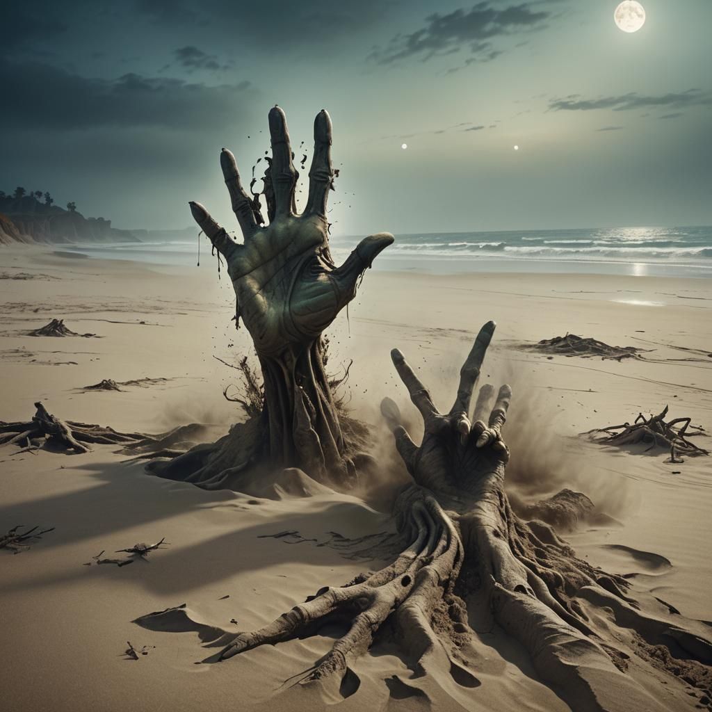Zombie Hand Emerges: Ethereal Fantasy Concept Art