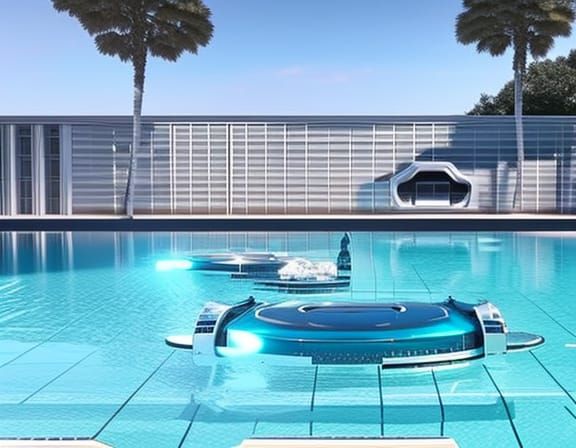 Robots Clean Rococo Pool in Sci-Fi Style
