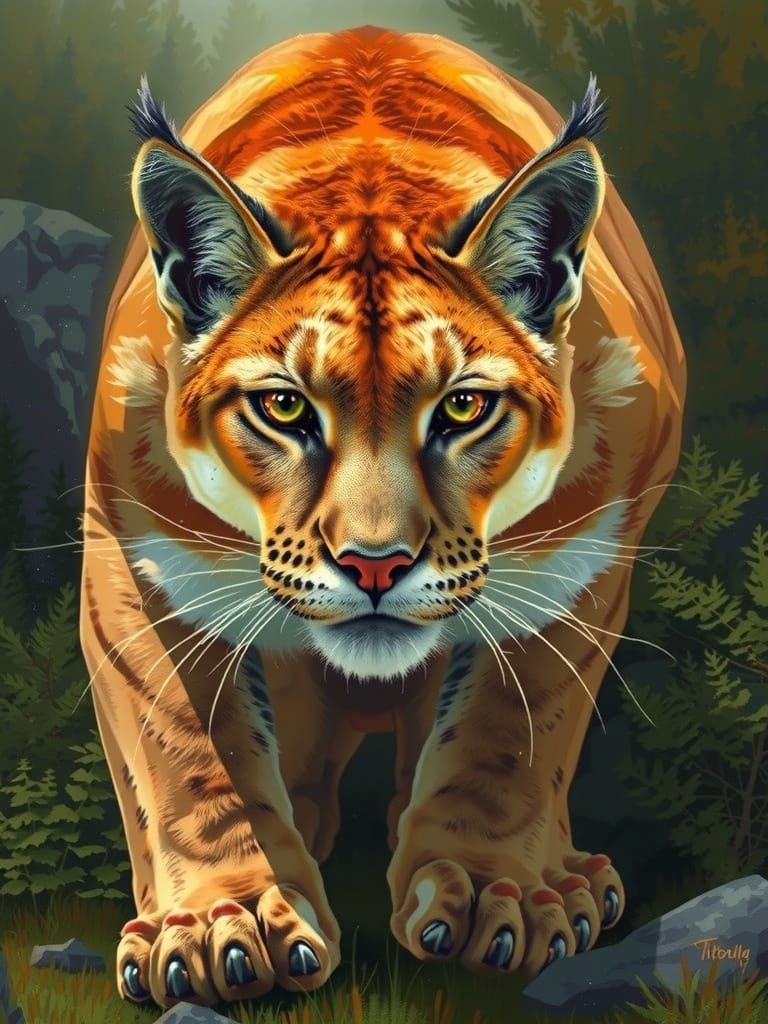 Majestic Mountain Lion in North American Wilderness