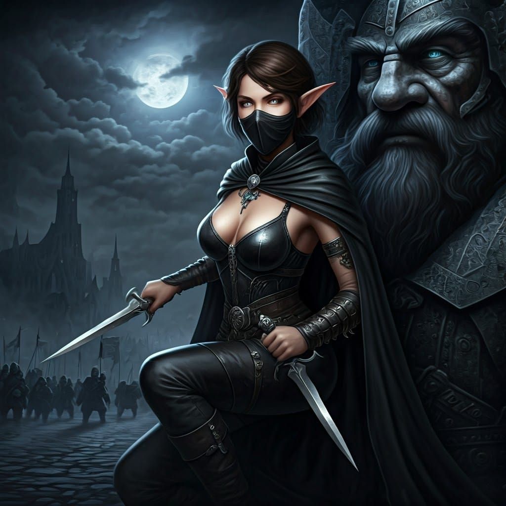 Hyper-Realistic Elven Assassin in Dwarven Shadow