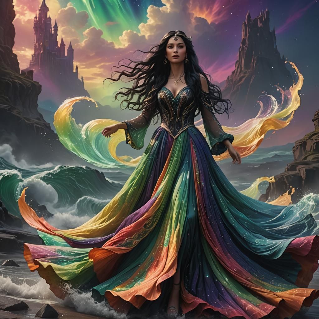 Aurora Dress: A Fantastical Digital Painting