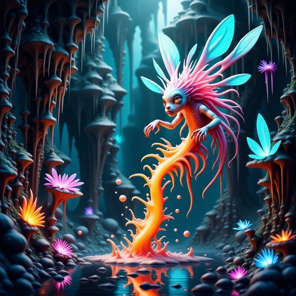 Surrealist Otherworldly Biome Creatures in Vibrant Iridescen...