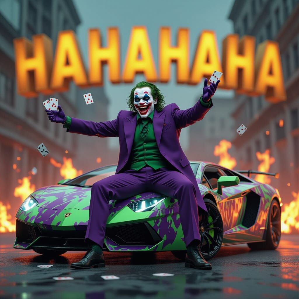 Joker's Flaming Lamborghini: A Hyper-Realistic Spectacle