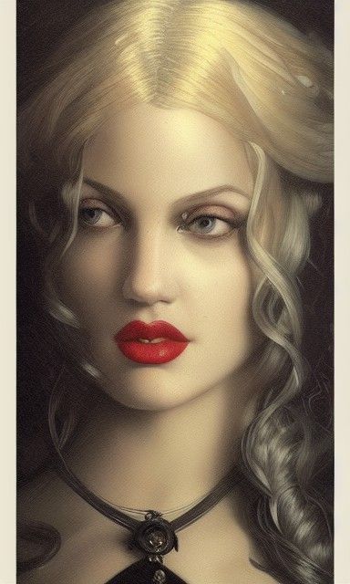 Sinister Dark Academia Portrait in Art Nouveau Style