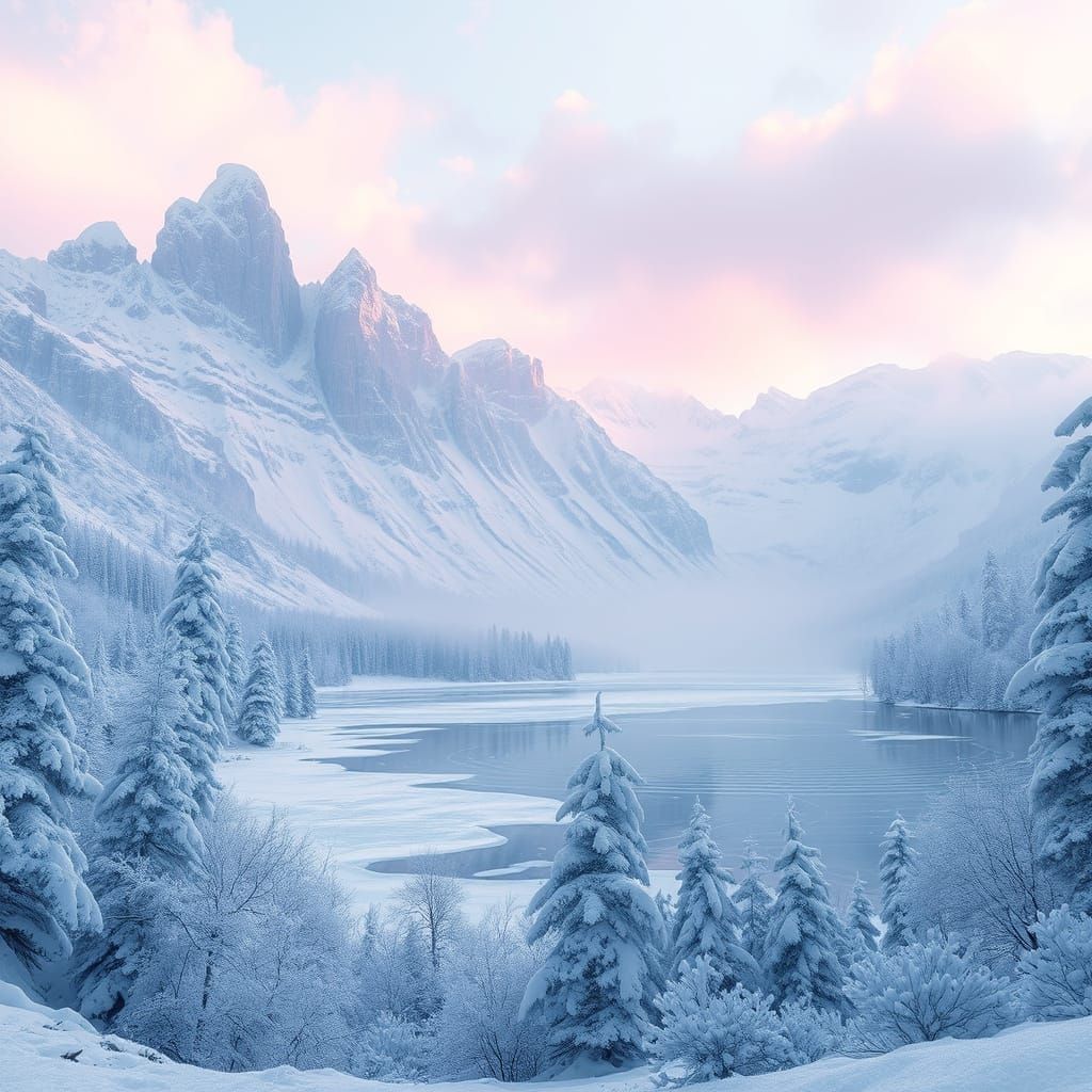 Frozen Landscape in Digital Painting Style