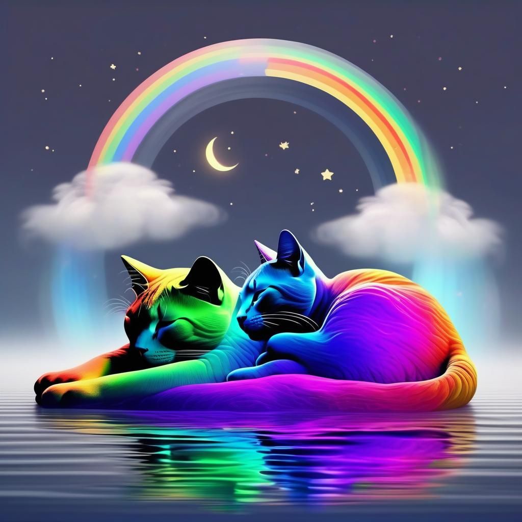 Abstract Feminine Cat Forms in Zen Balance