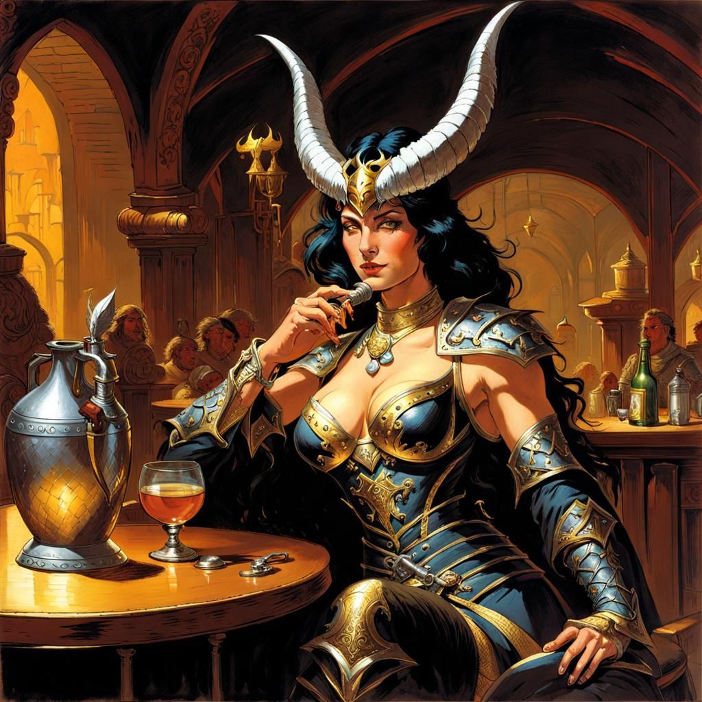 Dragon Huntress at Tavern in Fantasycore Style