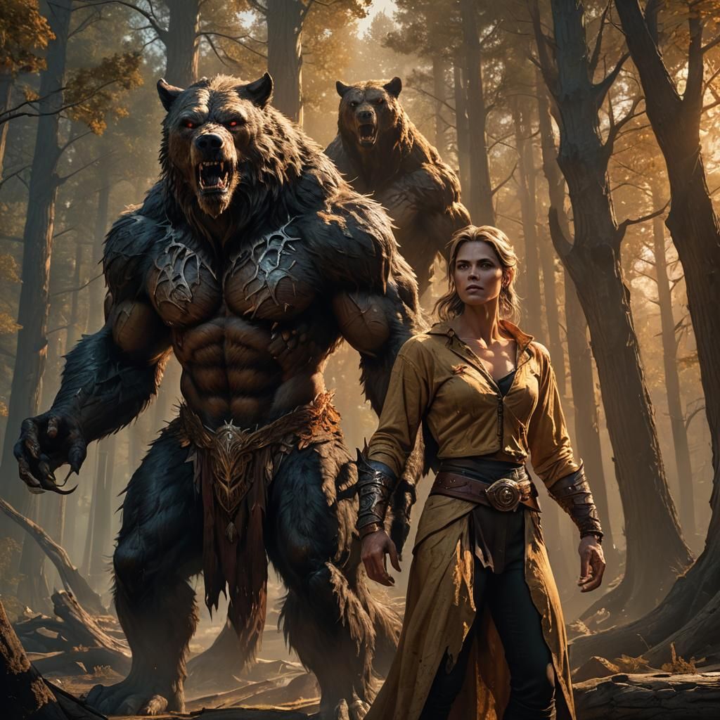 Werewolf Protector in Fantasy Landscape