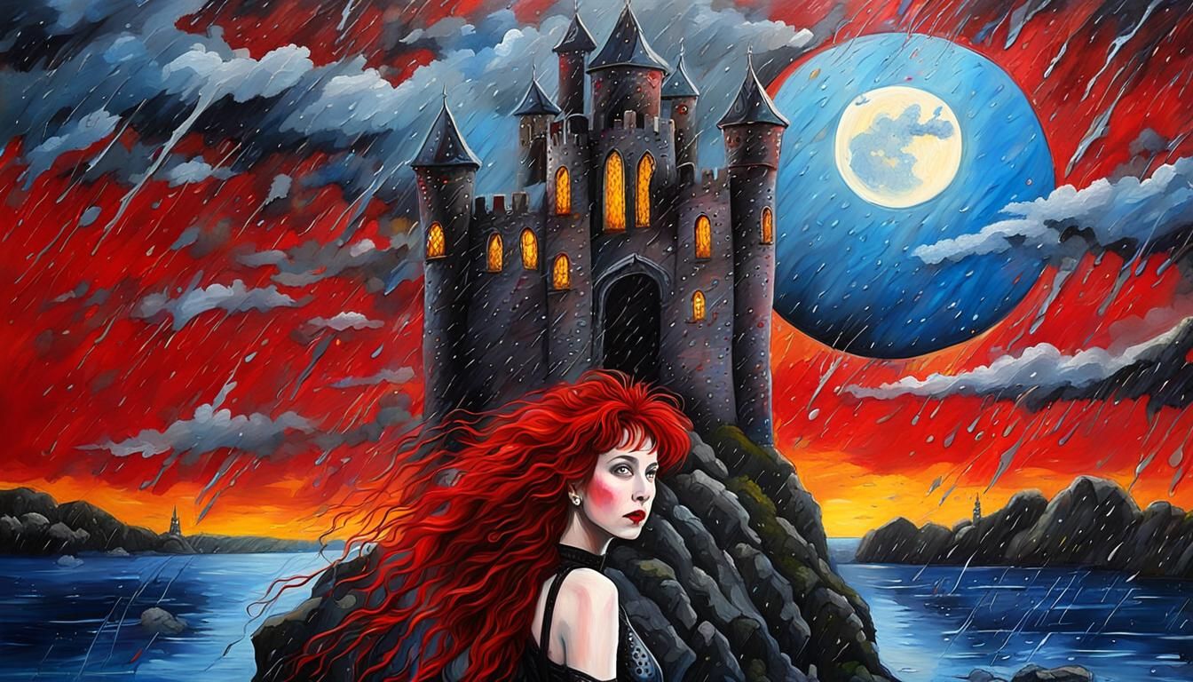 Kate Bush Inspired Singer in Gothic Graffiti Art