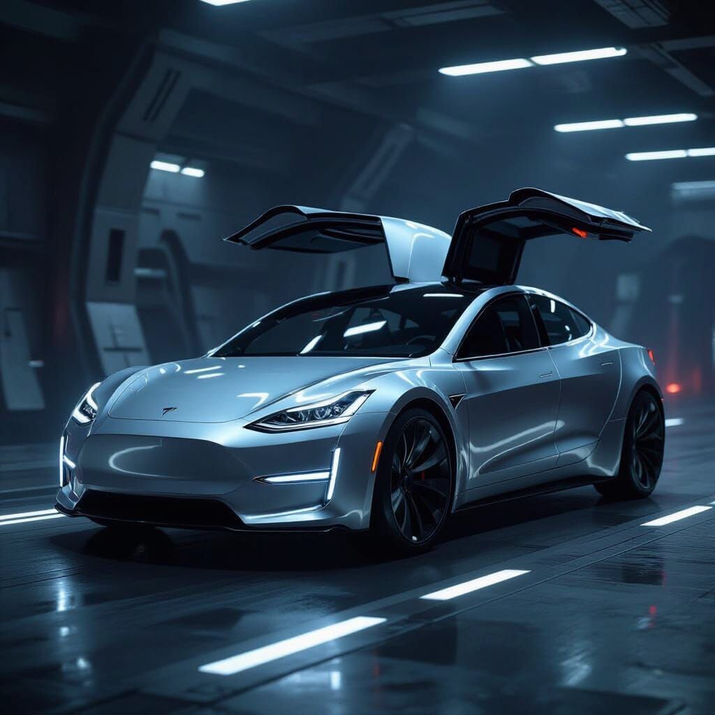 Armored Tesla Car in Grotesque Cinematic Seat