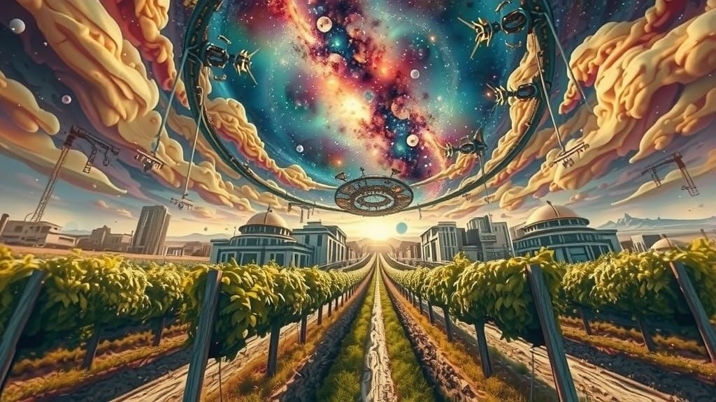 Epic Space Odyssey in Cosmic Art Style