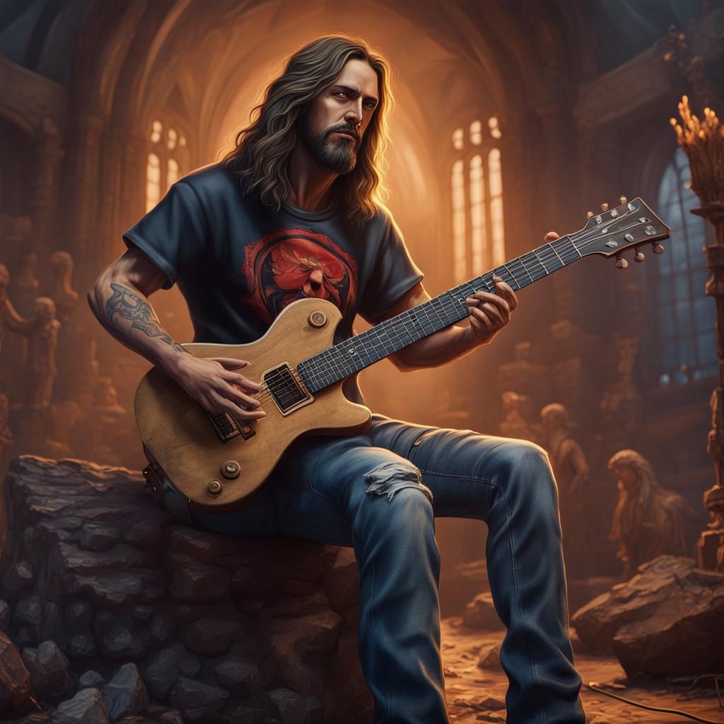 Jesus Christ Shreds Guitar in Rock Star Style