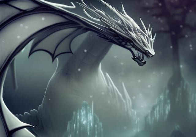Realistic Ice Dragon with Blue Eyes