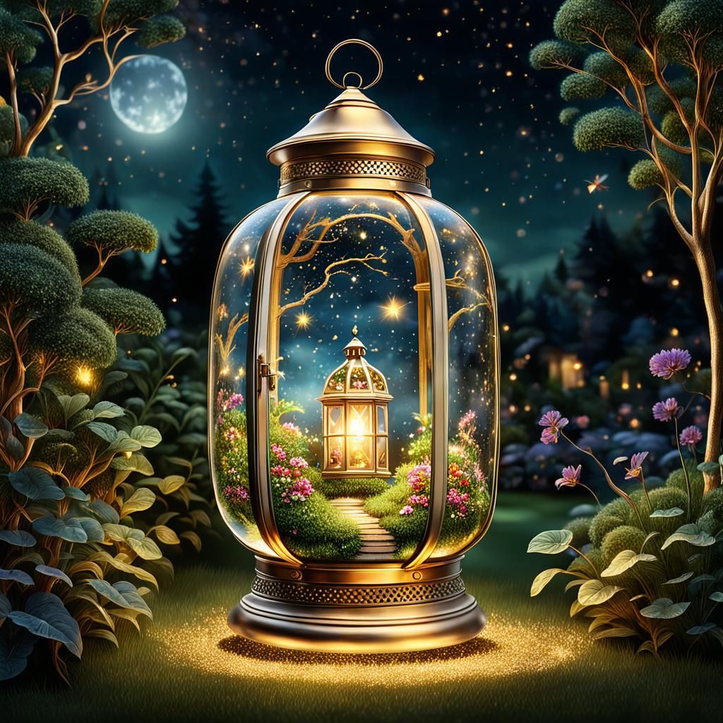 Garden Lantern at Night