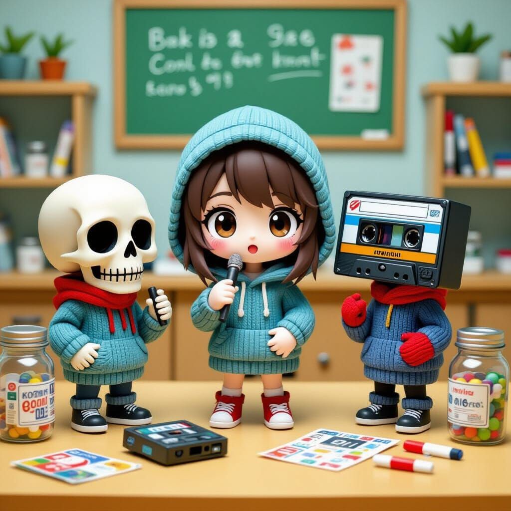 Chibi Girl's 90s Horror Biology Class 3D Photography