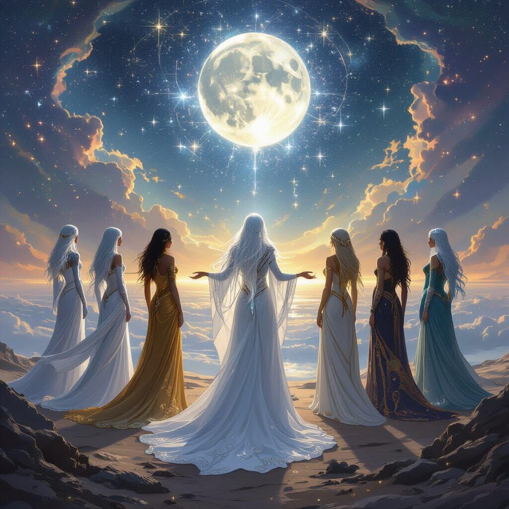 Twelve Ethereal Goddesses in Cosmic Realm