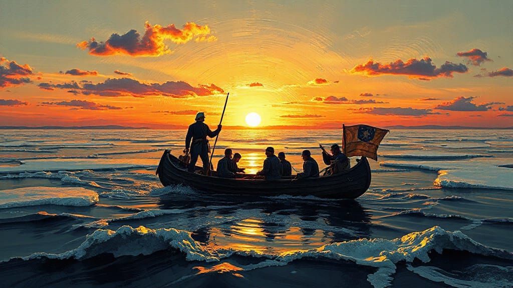 Washington Crosses the Delaware in Fractal Vector Style