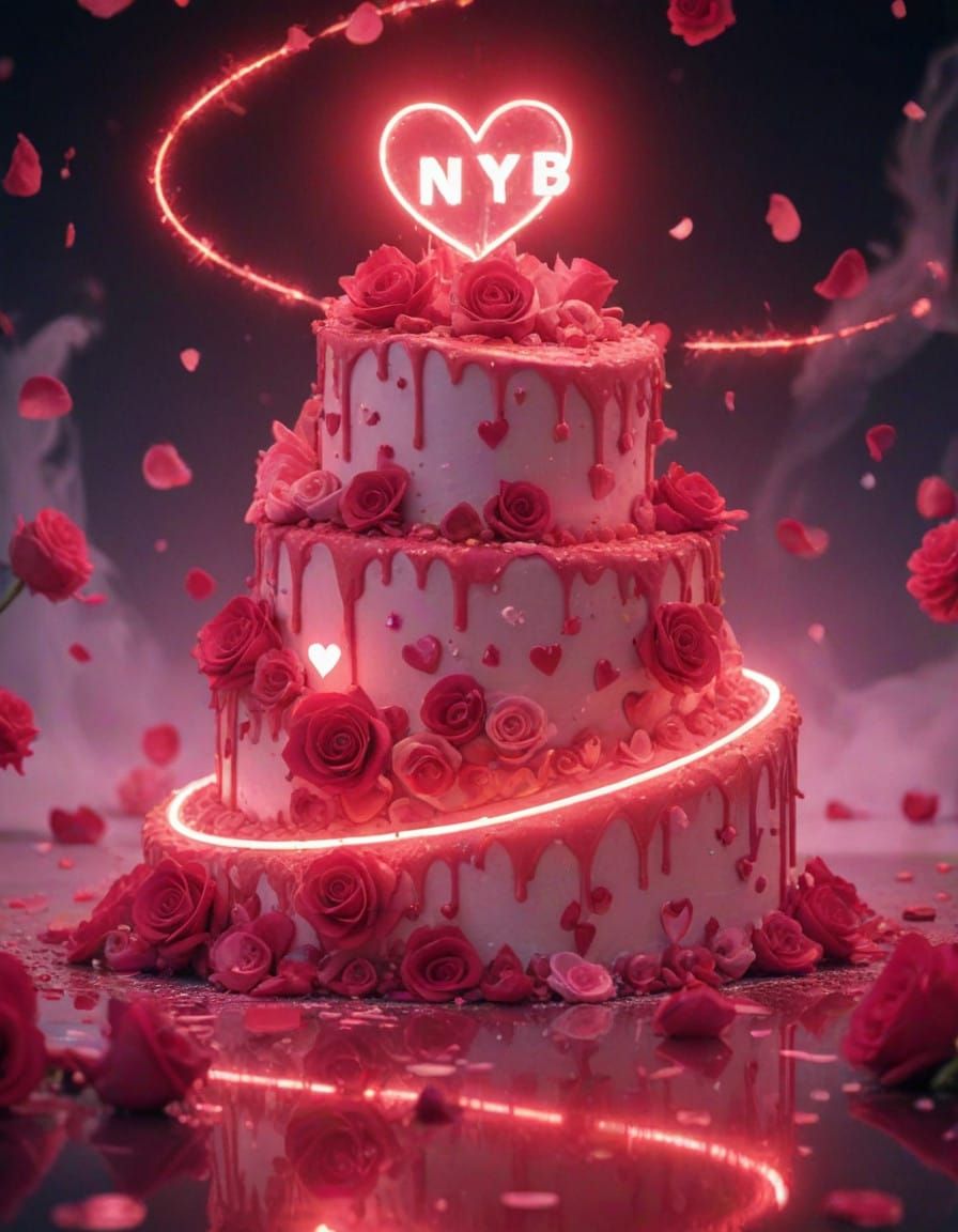 Beautiful Birthday Cake with Roses and NYB