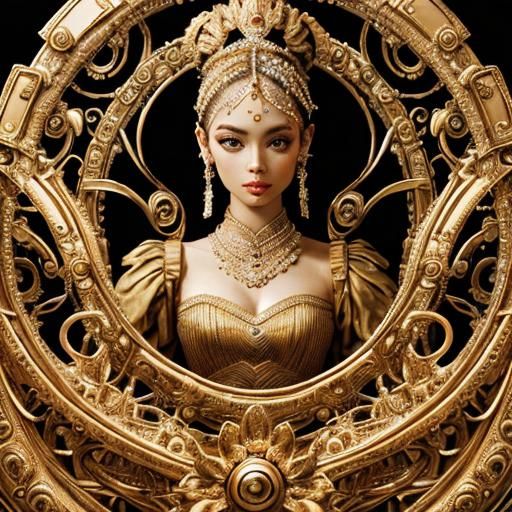 Surreal Renaissance Courtesan in Vibrant CGI