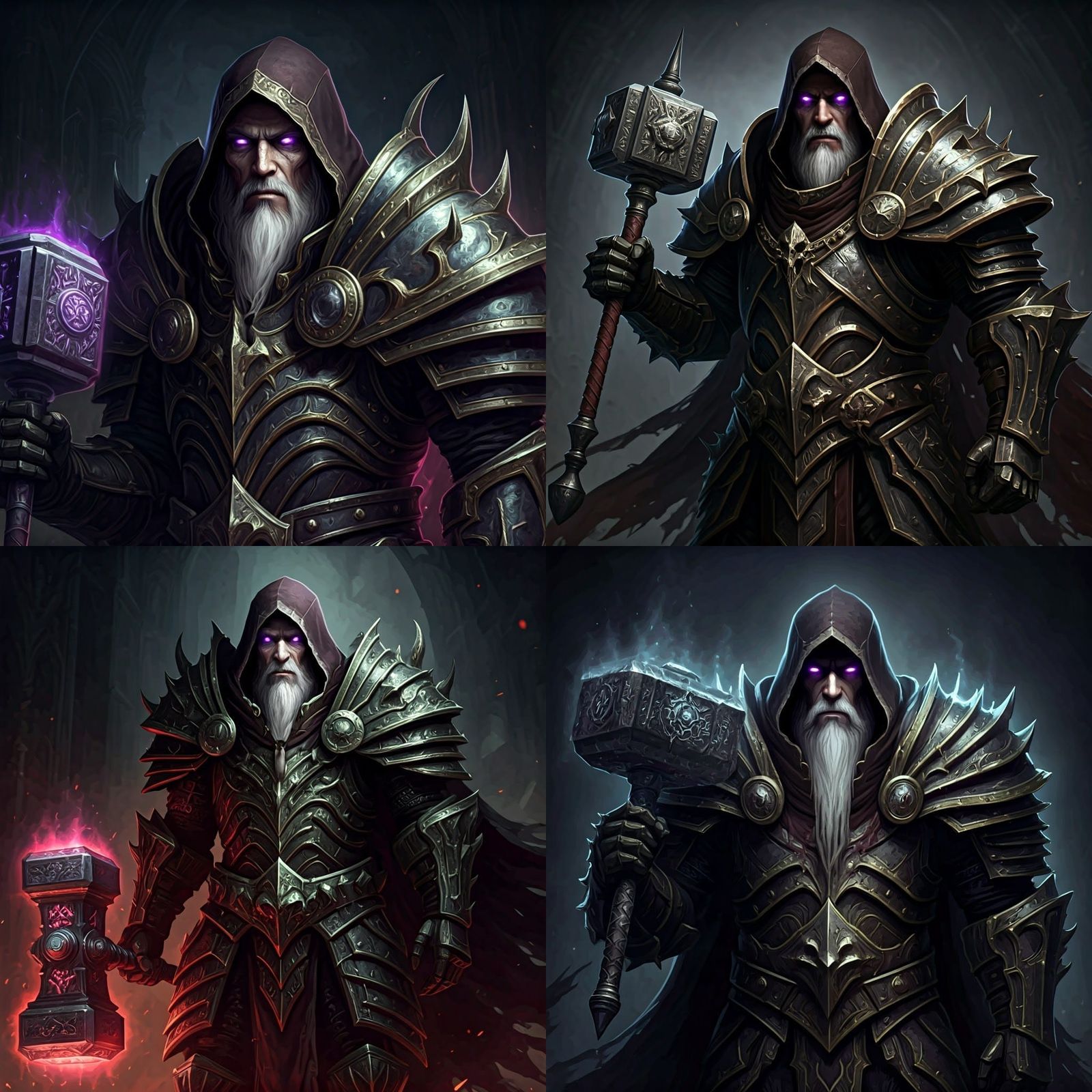 Cyberpunk Paladin Knight in Adamantine Armor with Glowing Ey...