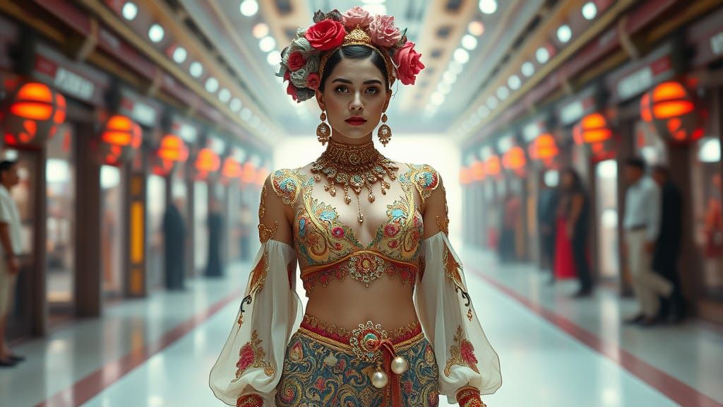 Ethereal Supermodel Struts Down a Bright Catwalk