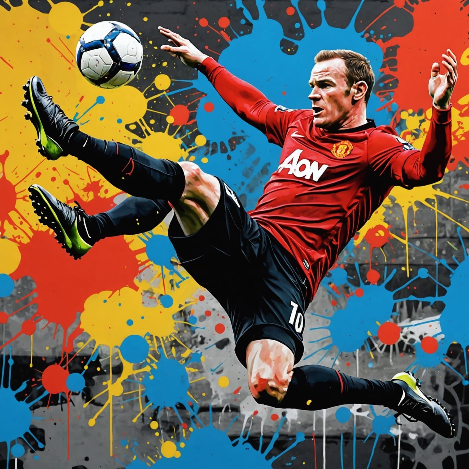 Wayne Rooney Bicycle Kick in Graffiti Art Style