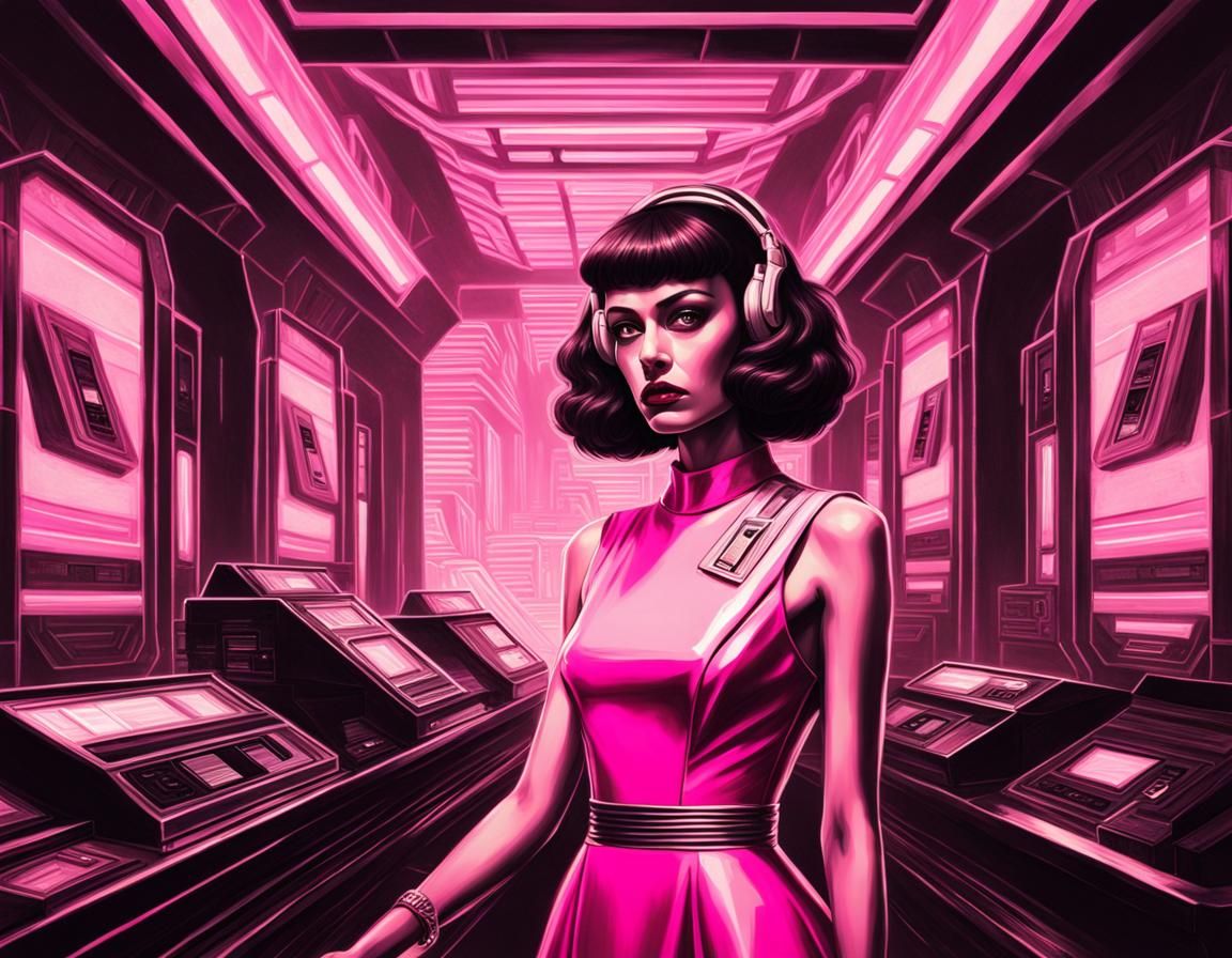 Alien Girl in Cassette Futurism Style