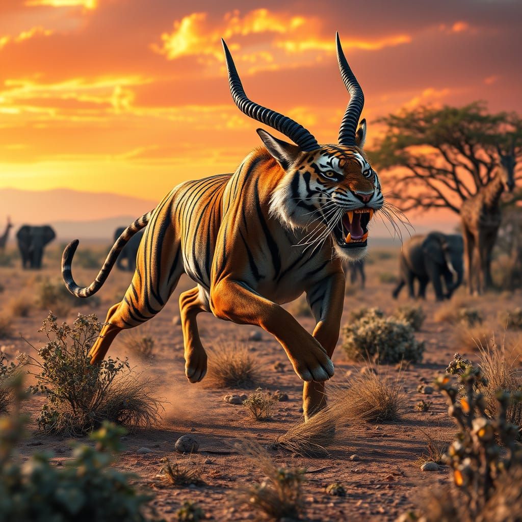 Surreal Wildlife Hybrid in Hyper-Realistic Landscape