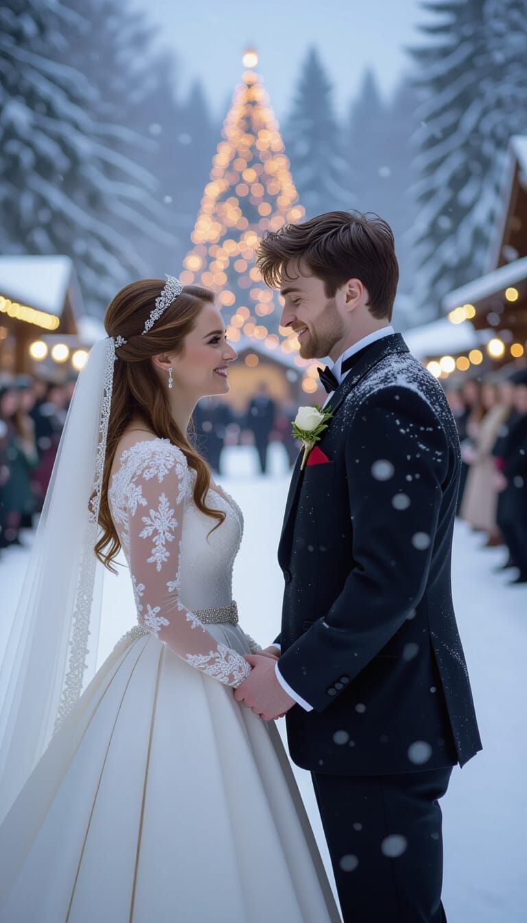 Magical Winter Wedding in Visionary Art Style