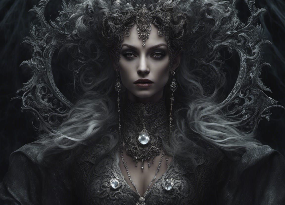 Cursed Witch Reflection in Moonlit Forest