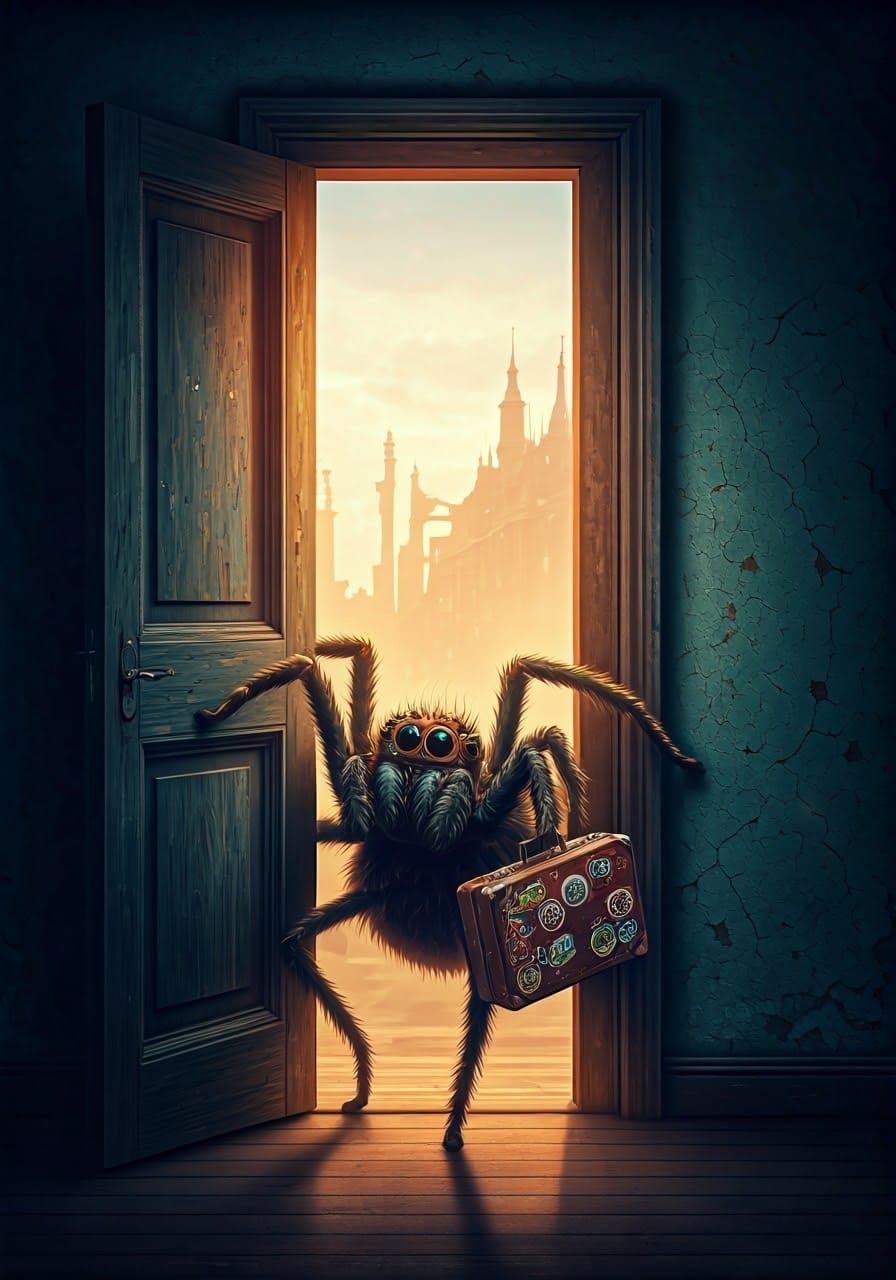 Anthropomorphic Spider's Nostalgic Return Home